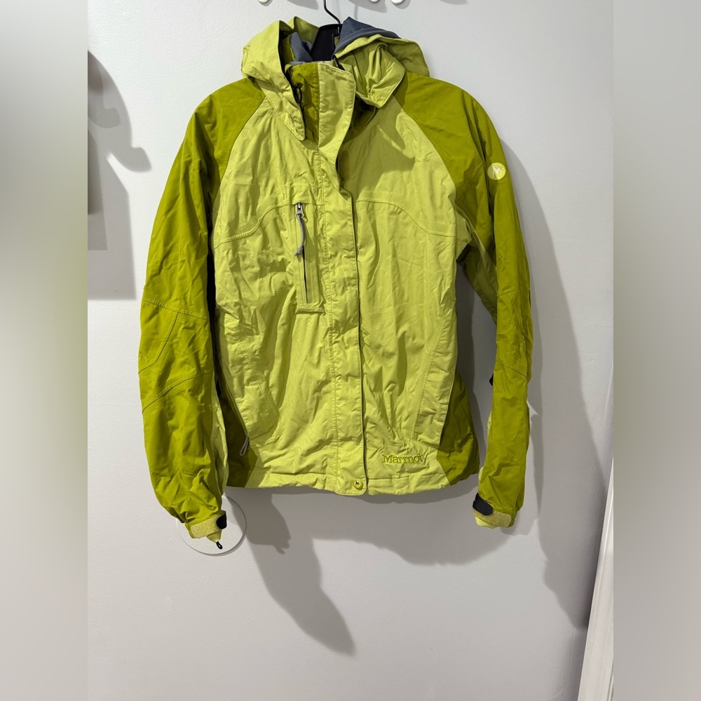 Marmot Jacket Women’s XS Green Full Zip Hooded Ski Snow Outdoor Hiking Green